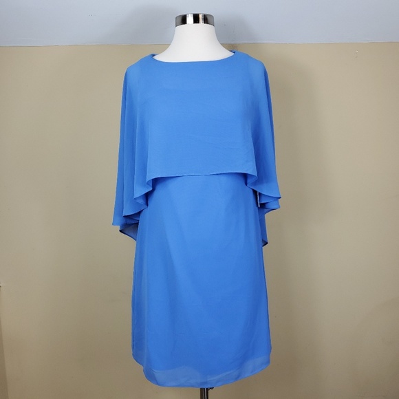 Vince Camuto Blue Cape Overlay Dress - Picture 2 of 8
